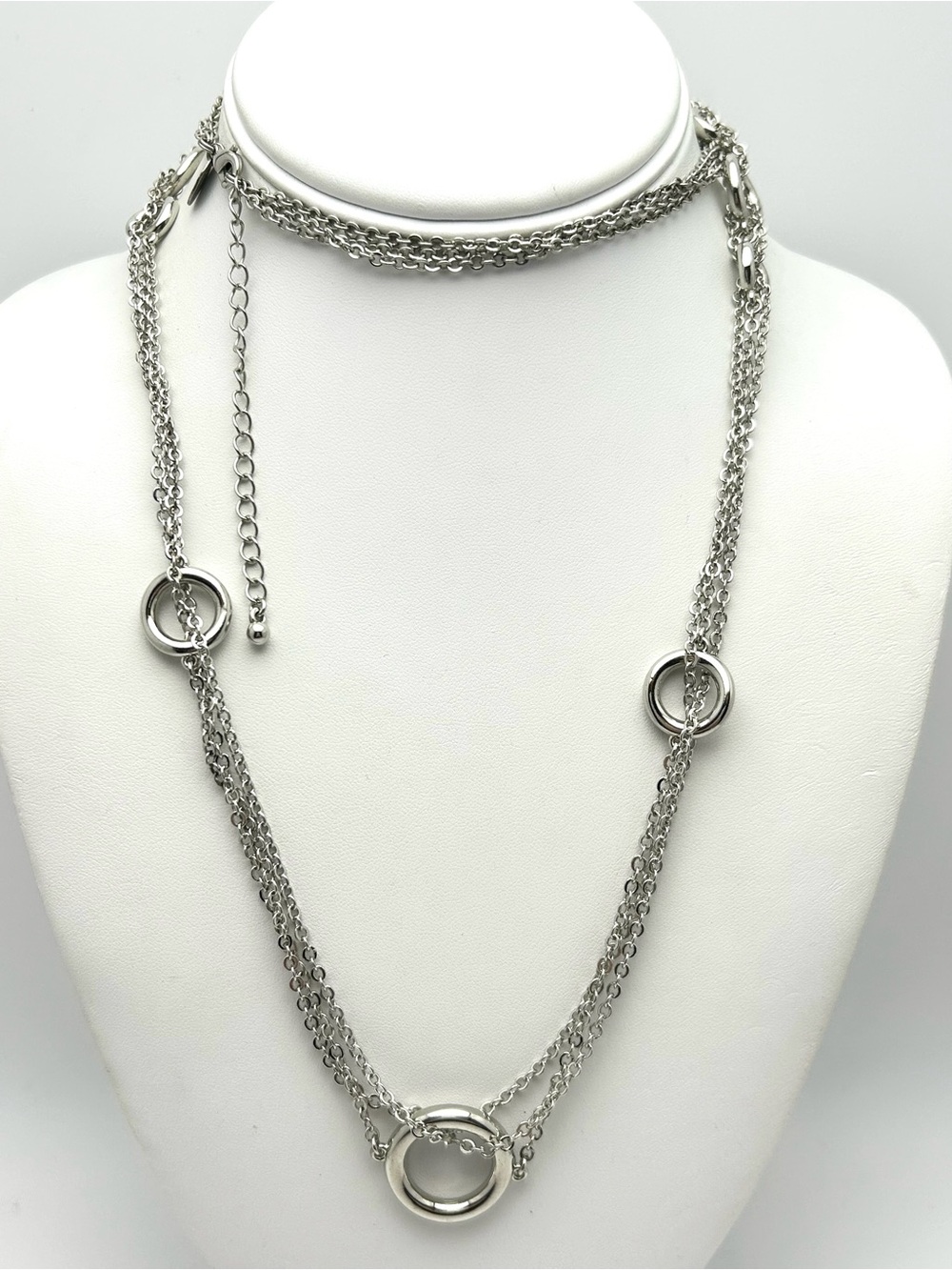 Lia Sophia Silver Chains and Rings Necklace